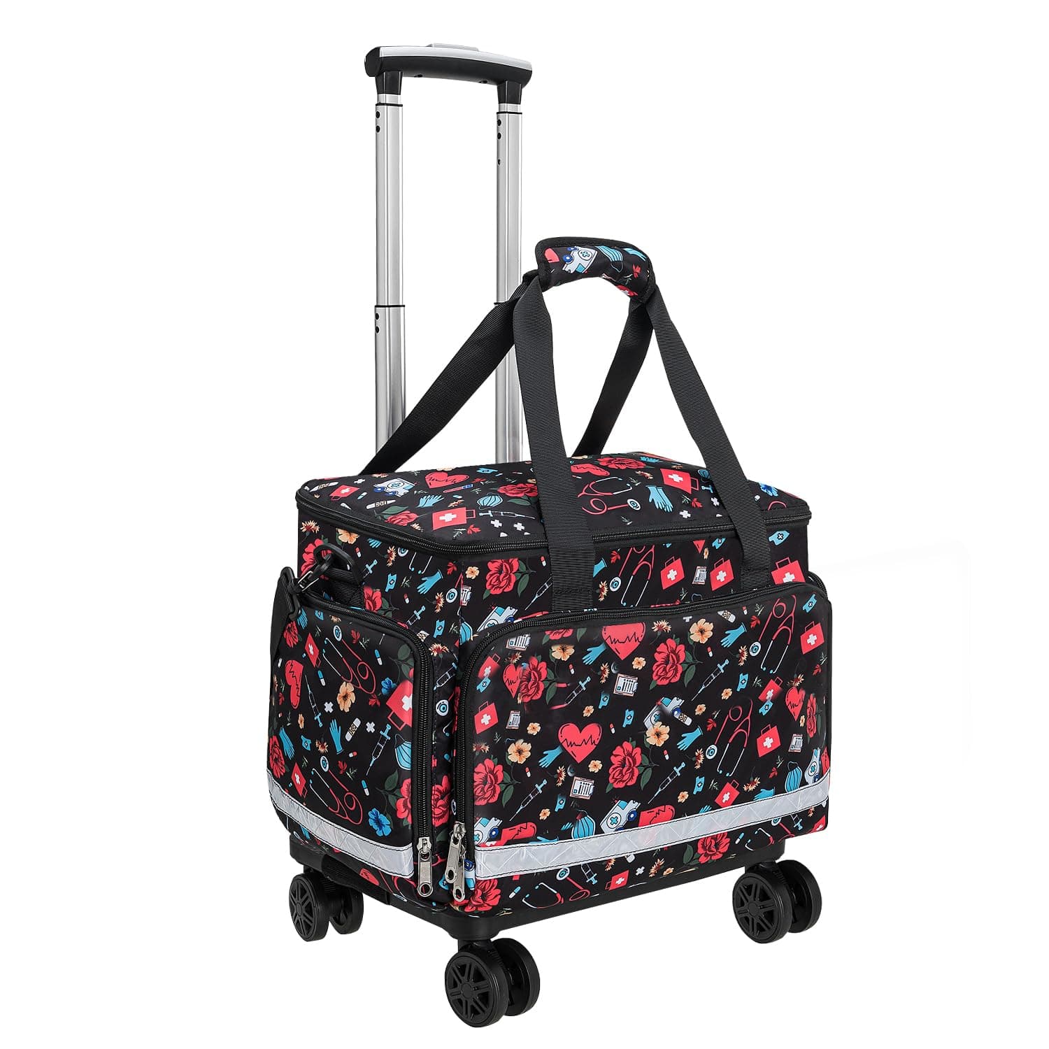 Medical Bag Rolling Roller Bag Trolley Duffel Nurses EMT CNA RN Empty for First Aid Responder Home Health Care Nursing Student Roll Duffle Bag Carry on Wheels Wheeled Work Physicians Doctor