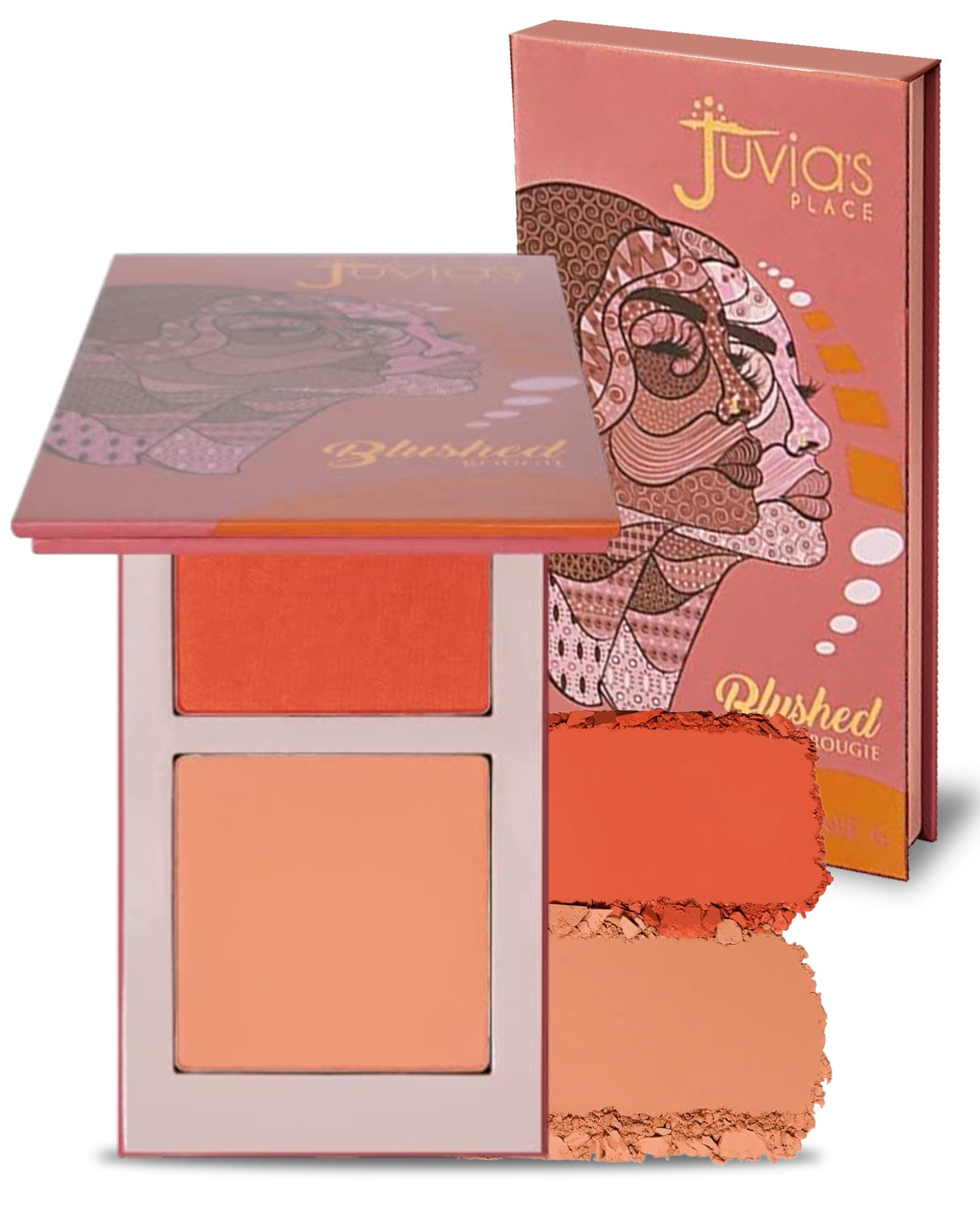 Juvia's Place Blushed Duo Blush Volume6 - Radiant Shimmer Makeup Two Tone Pigmented Buildable Pressed Mineral Powder - Rosy Natural Cheeks Face Glow Highlight Matte Fresh Finish for All Skin Color