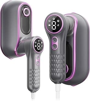 Portable Travel Steamer, 1200W Handheld Fabric Steamer for Clothes, 4 Modes with LCD Display, Powerful Wrinkle Remover for Home & Travel, 150ml Water Tank, 10S Fast Heat-Up, 180° Swivel Handle, Purple