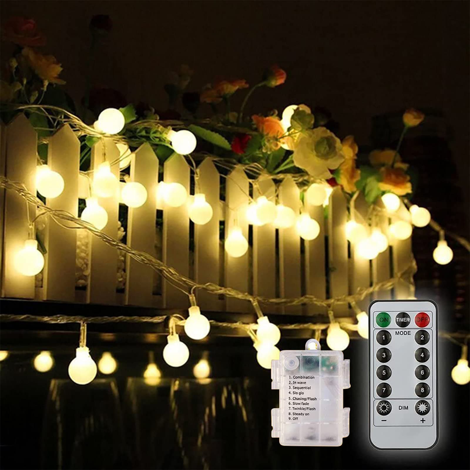 Led Fairy Lights 80 LEDs 8 Modes with Remote & Timmer Decorative Fairy Battery Powered String Lights, Copper Wire Light for Bedroom,Wedding (33ft/10m Warm White)