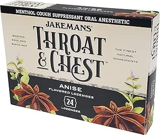 Jakemans Anise Throat & Chest Lozenges Cough Drops – Cough, Sore Throat and Seasonal Distress Soothing Relief – Liquid Drop Shape – 24 Count