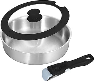 Inqibee Tri-Ply Stainless Steel Cookware Set with Removable Handle, Detachable Handle 10 Inch Deep Frying Pan, 3 QT Sauté Pan with Lid, Induction Kitchen Cooking, Dishwasher and Oven Safe