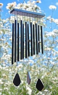 Wind Chimes for Home Positive Energy for Balcony Bedroom (Black 12 Pipe)
