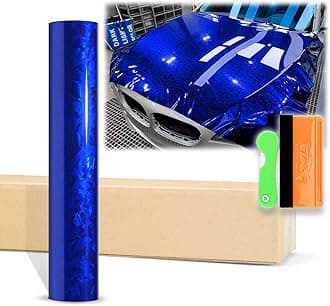 12"x60" (1FTx5FT) Gloss Blue 24K Chopped Forged Carbon Fiber Textured Vinyl Wrap Auto Car Sticker Decal Sticker Film Sheet Bubble Free Air Release Technology with Tool Kit