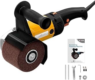 Surface Conditioning Tool 1400W, Burnishing Polishing Machine with 8 Variable Speed, Electric Handheld Stainless Steel Polisher Set, Metal Burnishing Machine Kit with Burnishing Wheel, Yellow