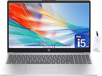 HP 15.6" Laptop, 13th Gen Intel Core i5-1355U Processor, 16GB RAM, 512GB SSD, FHD Anti-Glare Display, Webcam, Numeric Keypad, Wi-Fi, Bluetooth, HDMI, Windows 11 Home, Alpacatec 32GB USB Card, Silver