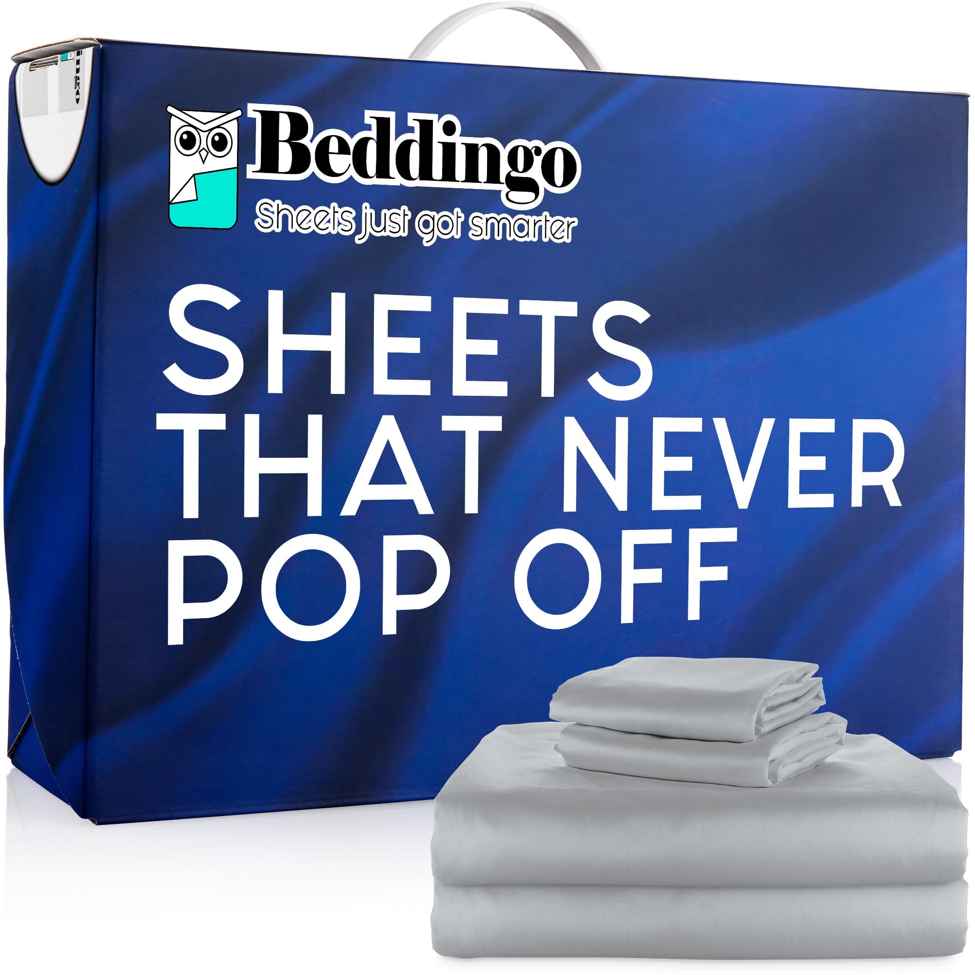 BEDDINGO Queen Size Fitted Sheets & Base Set – 100% Cotton 300 TC, 1 Base + 2 Sheets + 2 Pillowcases – No Mattress Lifting, Corners Never Pop Off, Oeko-TEX® Certified, Fits 8–12 Inch Mattresses