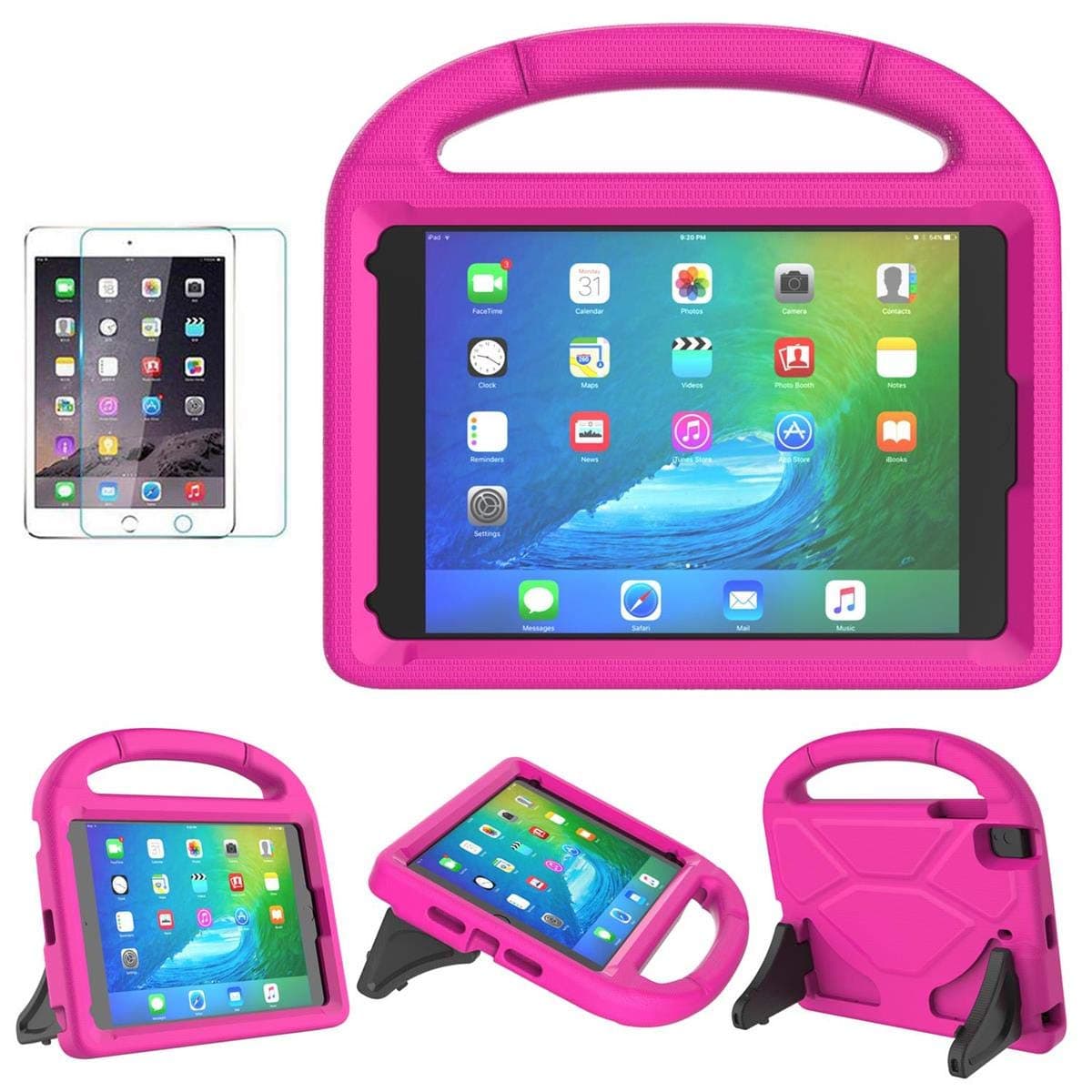SUPLIK Kids Case for iPad mini 5/4/3/2/1 (7.9"), Durable Shockproof Protective Handle Bumper Stand Cover with 2*Screen Protectors for 7.9 inch Apple iPad mini 5th/4th/3rd/2nd/1st Generation, Pink