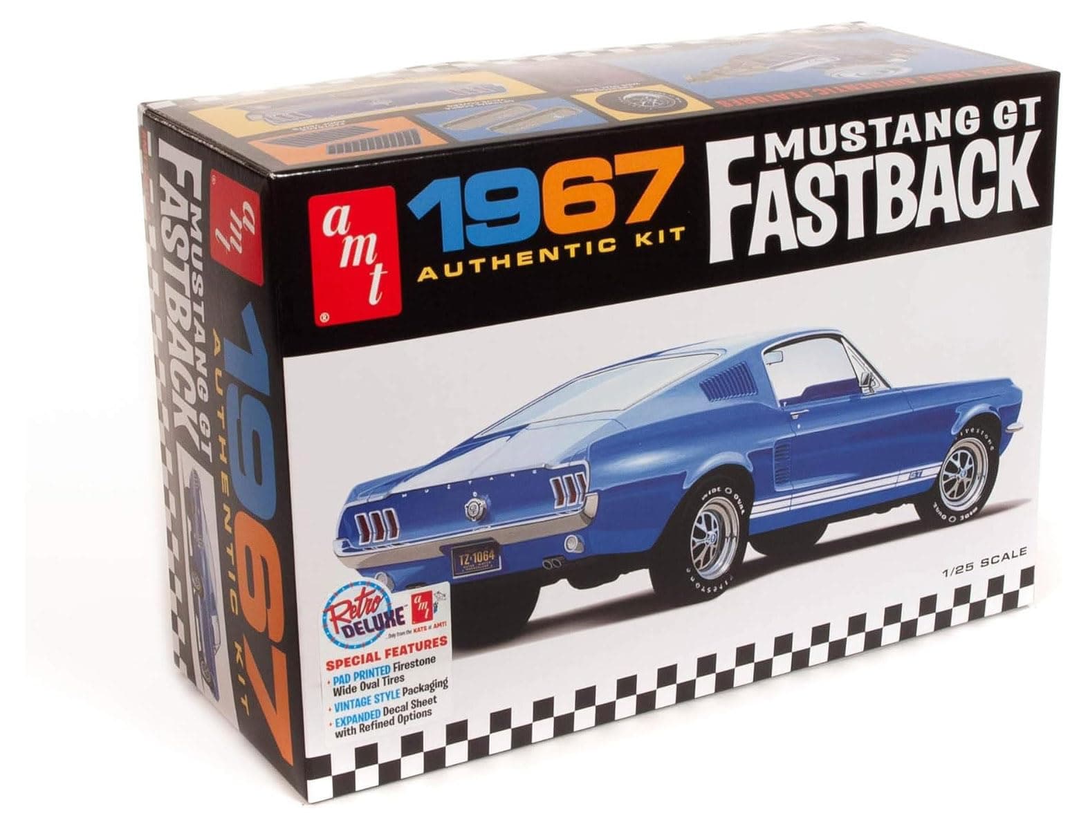 Round 2 1967 Ford Mustang GT Fastback 1:25 Scale Model Kit, Chrome (AMT1241)