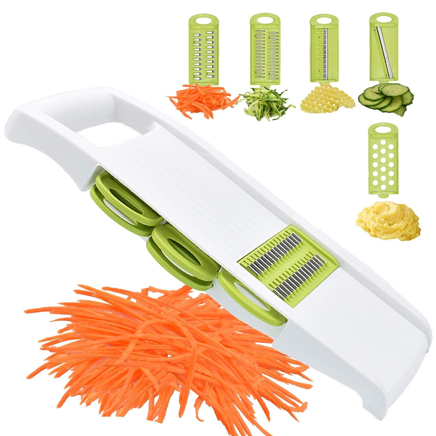 5 in 1 Mandolin Slicer Mandolin Multi Blade Potato Veggie Slicer Vegetable Cutter Julienne Shredder Potato Cutter Green
