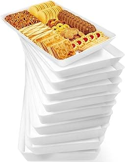 WOWBOX 10 pcs Serving Tray for Entertaining, Serving Platters for Snacks, Fruit, Cookies, Dessert, Reusable Plastic Trays for Serving Food and Pantry Organization in Kitchen & for Parties