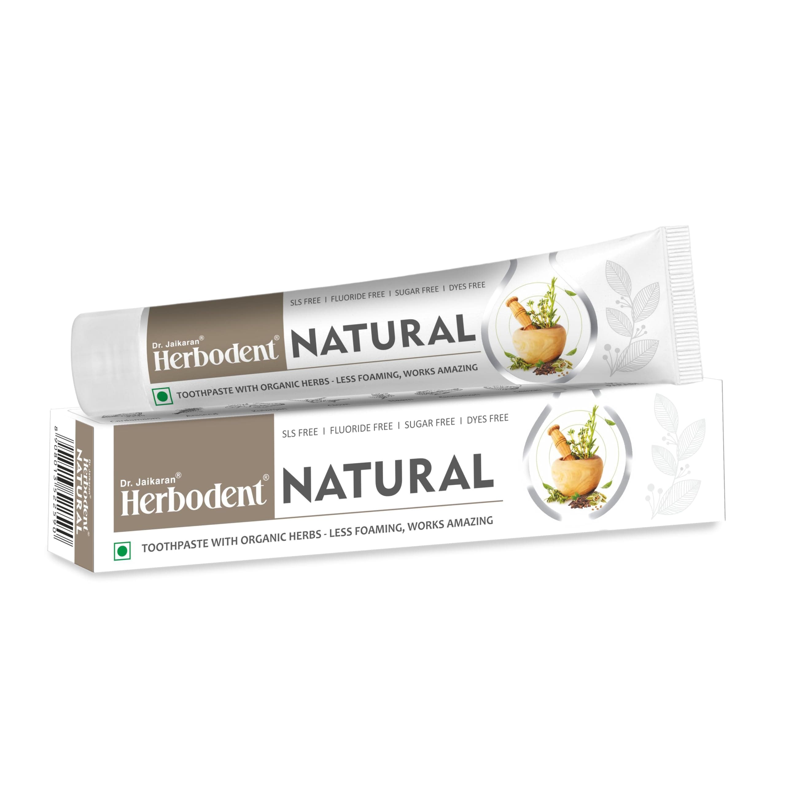 Natural Toothpaste - 100g Pack of 1 | Less Foaming, Works Amazing | SLS Free | Fluoride Free | Herbal Toothpaste with Neem, Clove & More Herbs