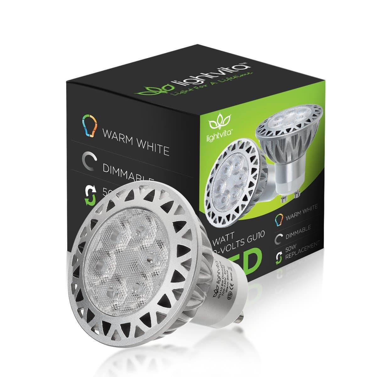 LED 6-Watt Dimmable 50W Equivalent, GU10 MR16 38° Beam Angle High Power Warm White Light Bulbs