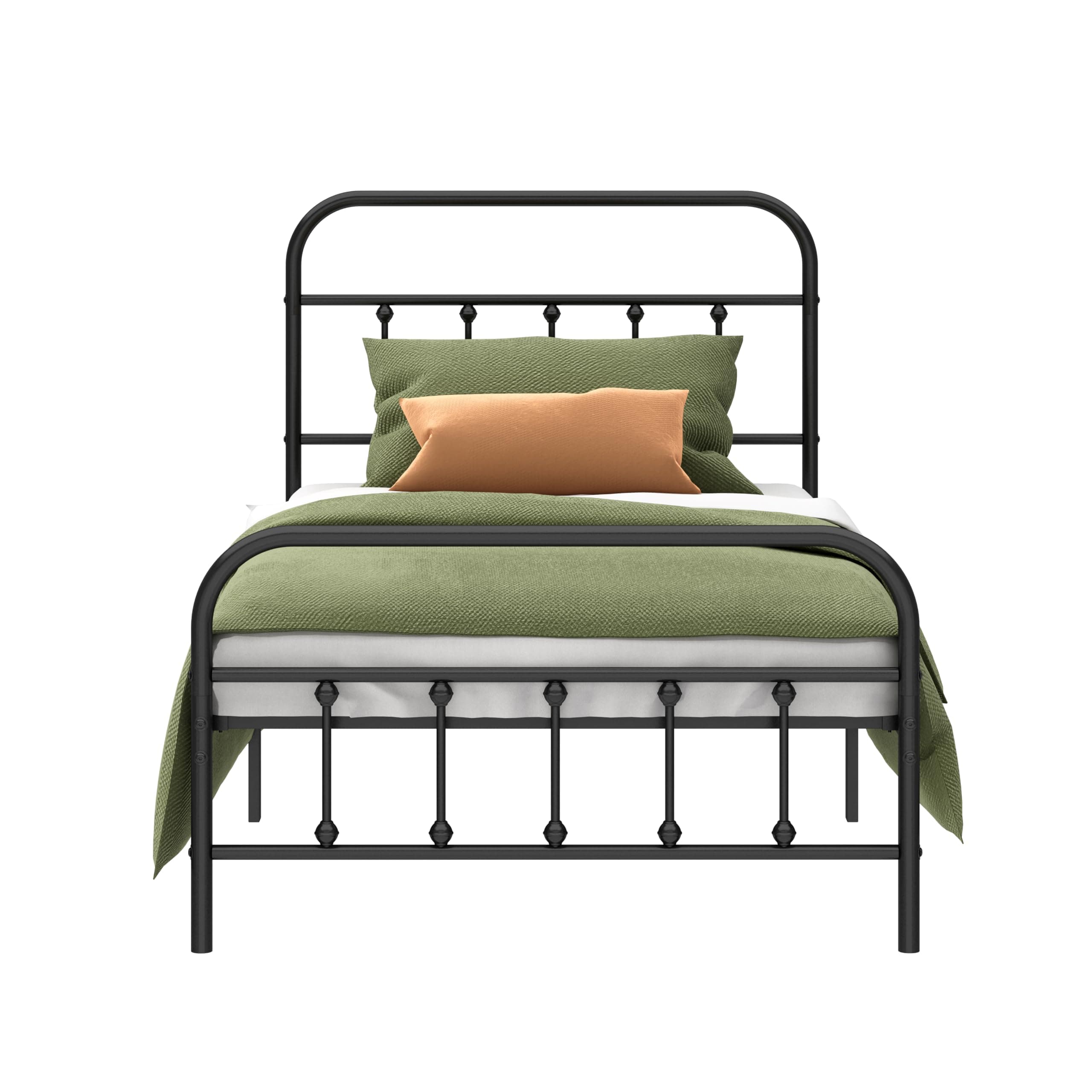 Metal Bed Frame - Structurally Stable Heavy Duty Steel Slat Supported Twin Bed Frames,No Box Spring Needed for Easy Removal and Transport.