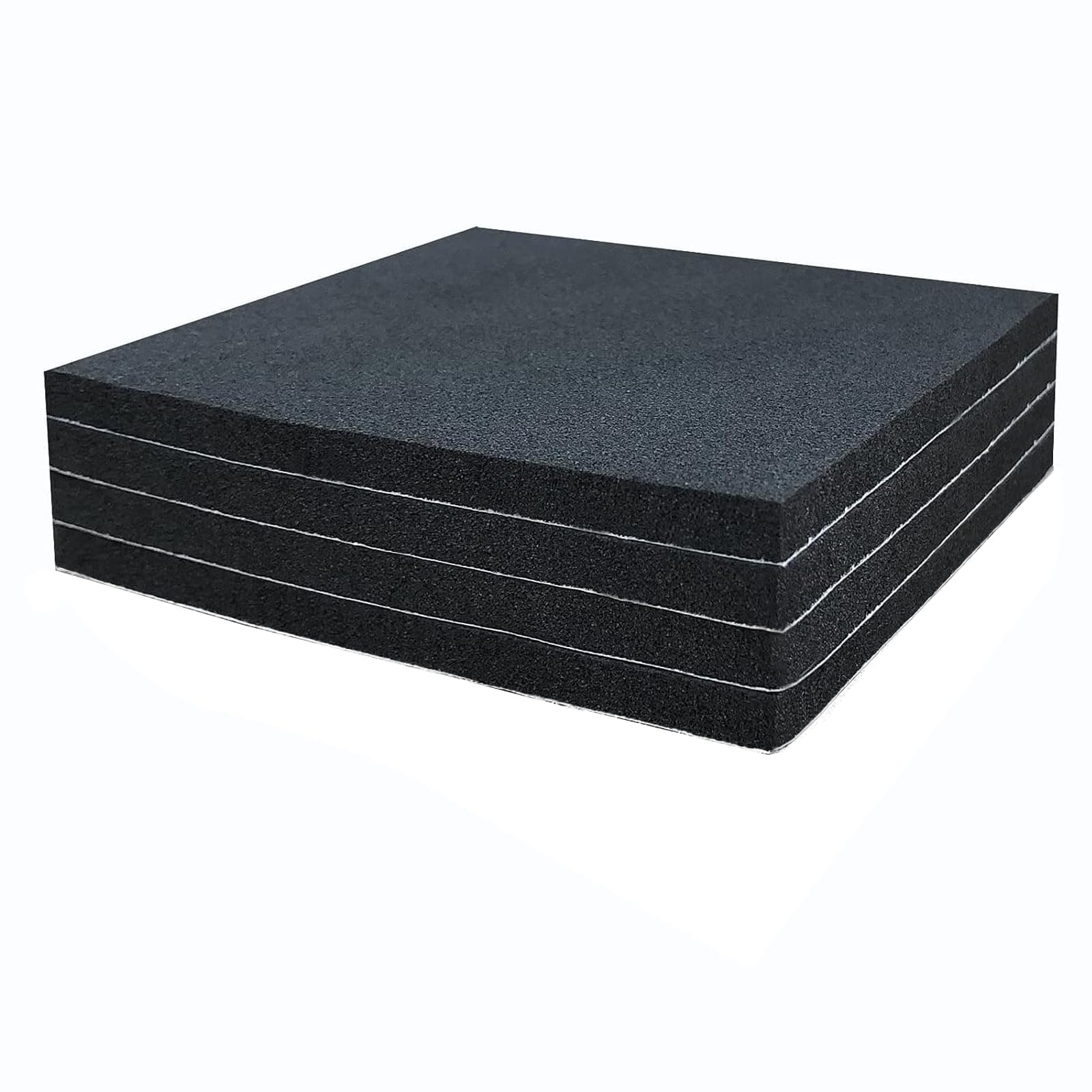Rubber Adhesive Pads, 4 Pcs Closed Cell Foam Sheet Neoprene High Density Foam Anti Vibration Pads for Furniture Cars Speakers Black (6" x 6" x 1/4", 4 Pcs)
