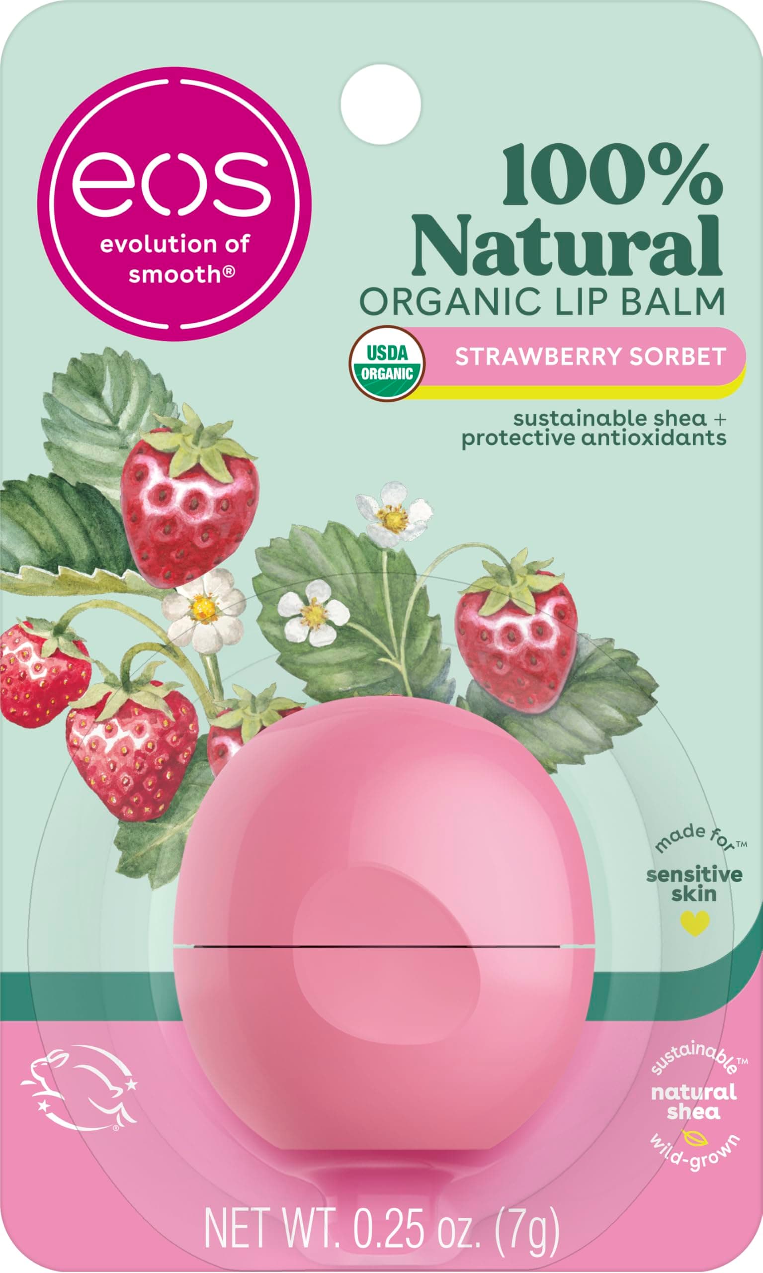 EOS Lip Balm Smooth Sphere, Strawberry Sorbet - 0.25 Oz