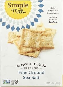 Simple Mills Almond Flour Crackers, Fine Ground Sea Salt - Gluten Free, Vegan, Healthy Snacks, 4.25 Ounce (Pack of 1)