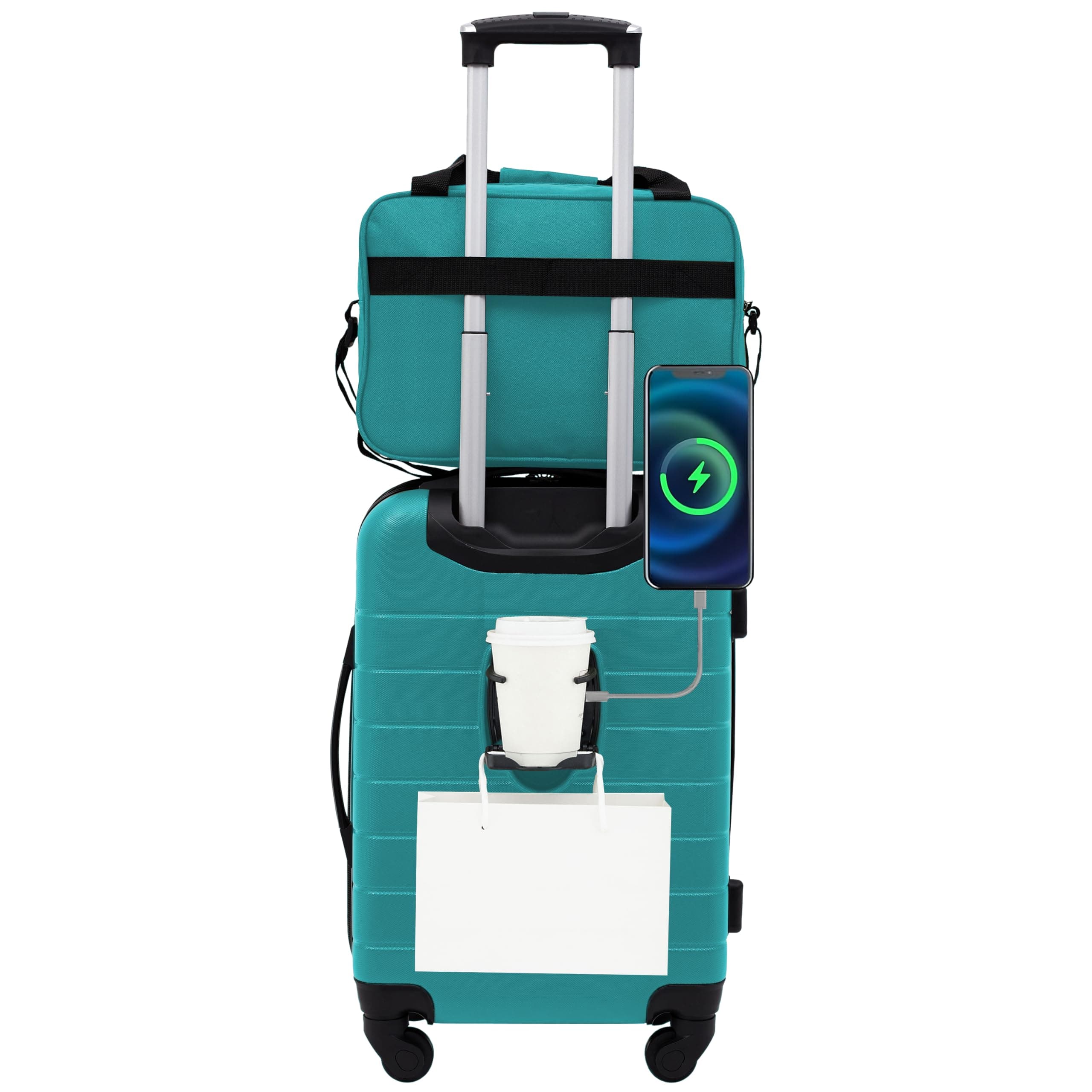 Wrangler Smart Spinner Hardside Luggage, 2 Piece Set, Teal