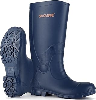 Showave Steel Toe Rubber Work Boots for Men Waterproof Durable Concrete Boots for Hunting Manufacturing Construction