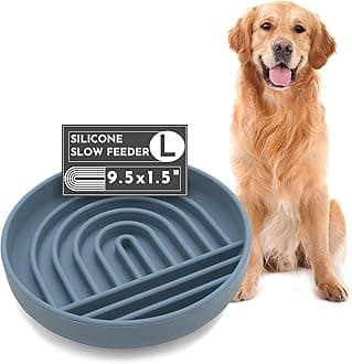 The Slowdown Bowl - Silicone Slow Feeder for Dogs & Puppies, Slow Eating, Modern Lick Mat Design, Reduces Gulping, Dishwasher Fit, for All Breed, Mealtime Challenge, Large - Ocean