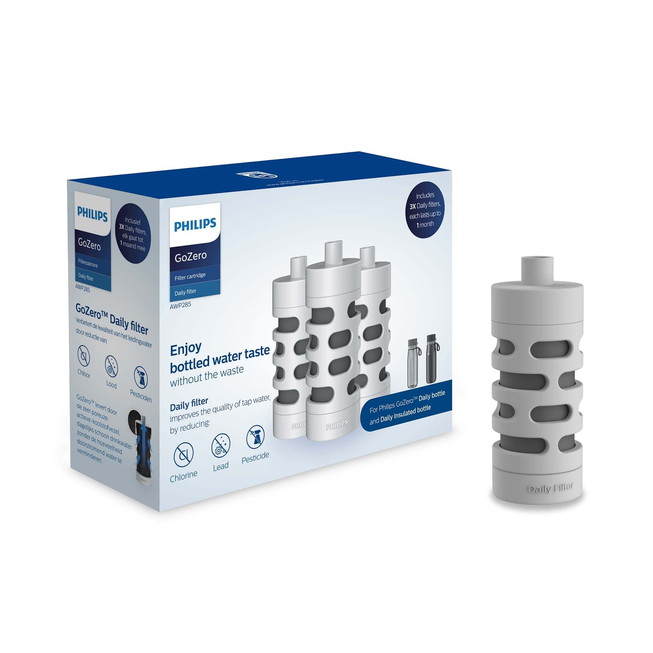 Philips Water GoZero Daily Filter Cartridge, 3-Pack, AWP285/31