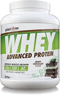 Per4m Whey Protein Powder | High Protein Shake for Muscle Growth & Recovery | Low Sugar Gym Supplement | Sports Nutrition Drink + Amino Acids (2010g, Minty Chocolate)
