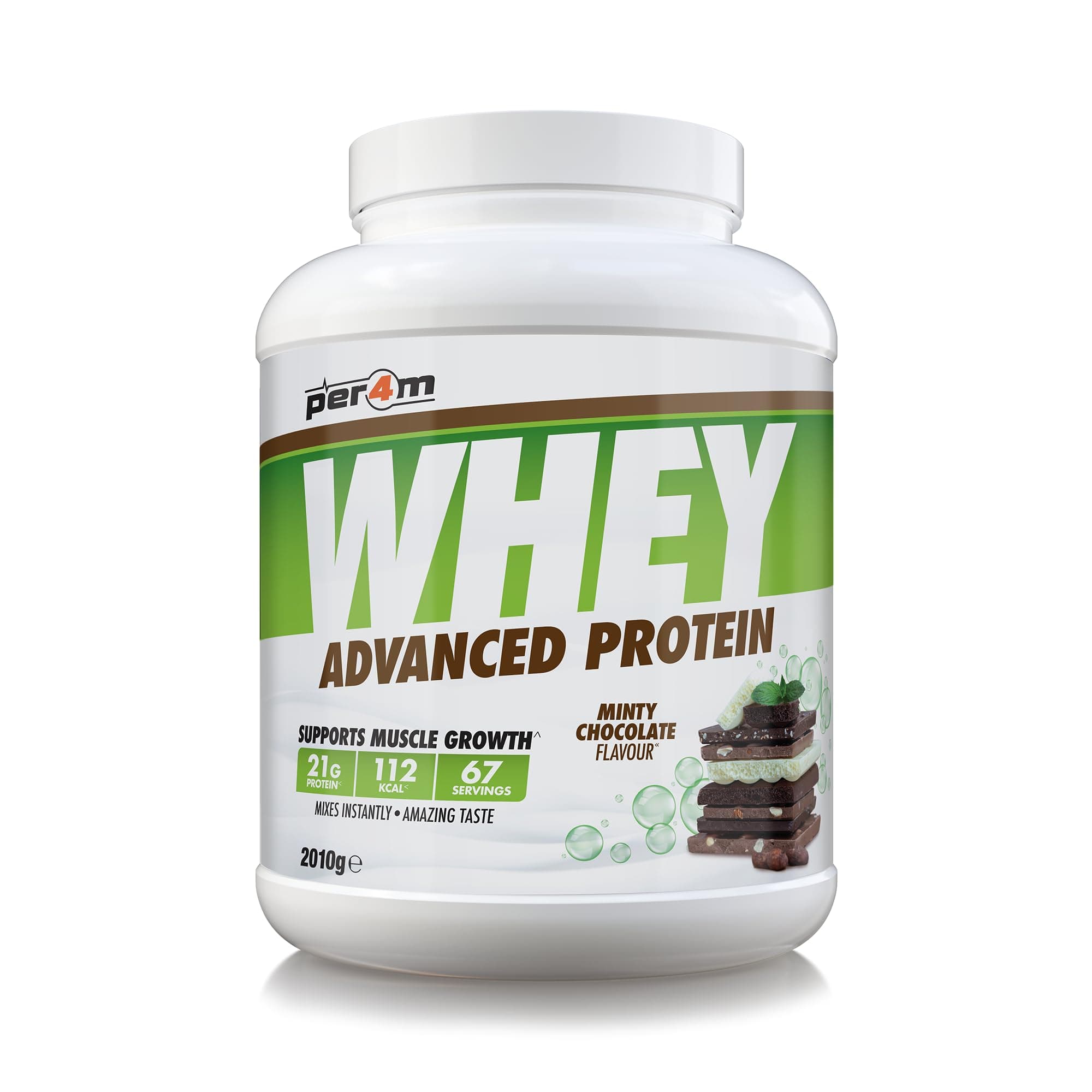 Whey Protein Powder | High Protein Shake for Muscle Growth & Recovery | Low Sugar Gym Supplement | Sports Nutrition Drink + Amino Acids (2010g, Minty Chocolate)