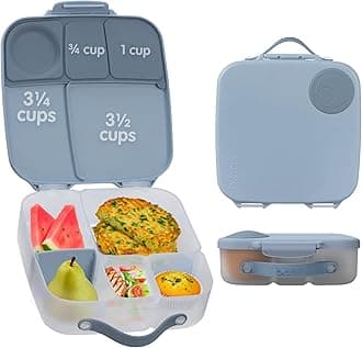 Lunch Box for Big Eaters All Ages - 8.5 Cup Leak Proof Bento Box with 4 Compartments, School Lunch Container with Ice Pack, Dishwasher Safe, BPA-Free, PFAS-Free - Chill Out