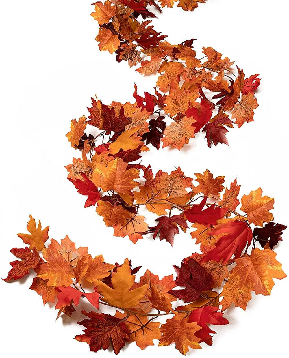 – ELECDON 2 Pack Fall-Garland, Garland Leaf, Foliage Mantle Vine Fall Decor Artificial Autumn Decoration for Home, Fireplace, Mantle, Front Door, Thanksgiving Decor