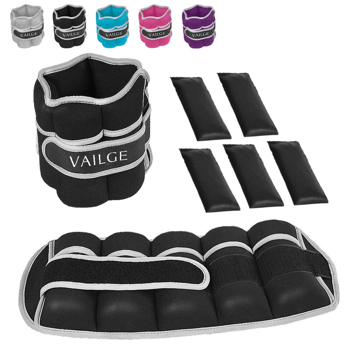 Ankle Weights Adjustable Leg Weights for Fitness Jogging Walking Exercise, Ankle Weights Women men 0.5KG - 3KG, Black Grey Pink Blue Purple Wrist and Ankle Weights