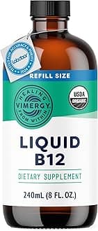 Liquid B12 Refill – Fast-Absorbing Brain Support – Energy Support Supplement – USDA Certified Organic, Vegan, Non-GMO – 240 Servings (240 mL)