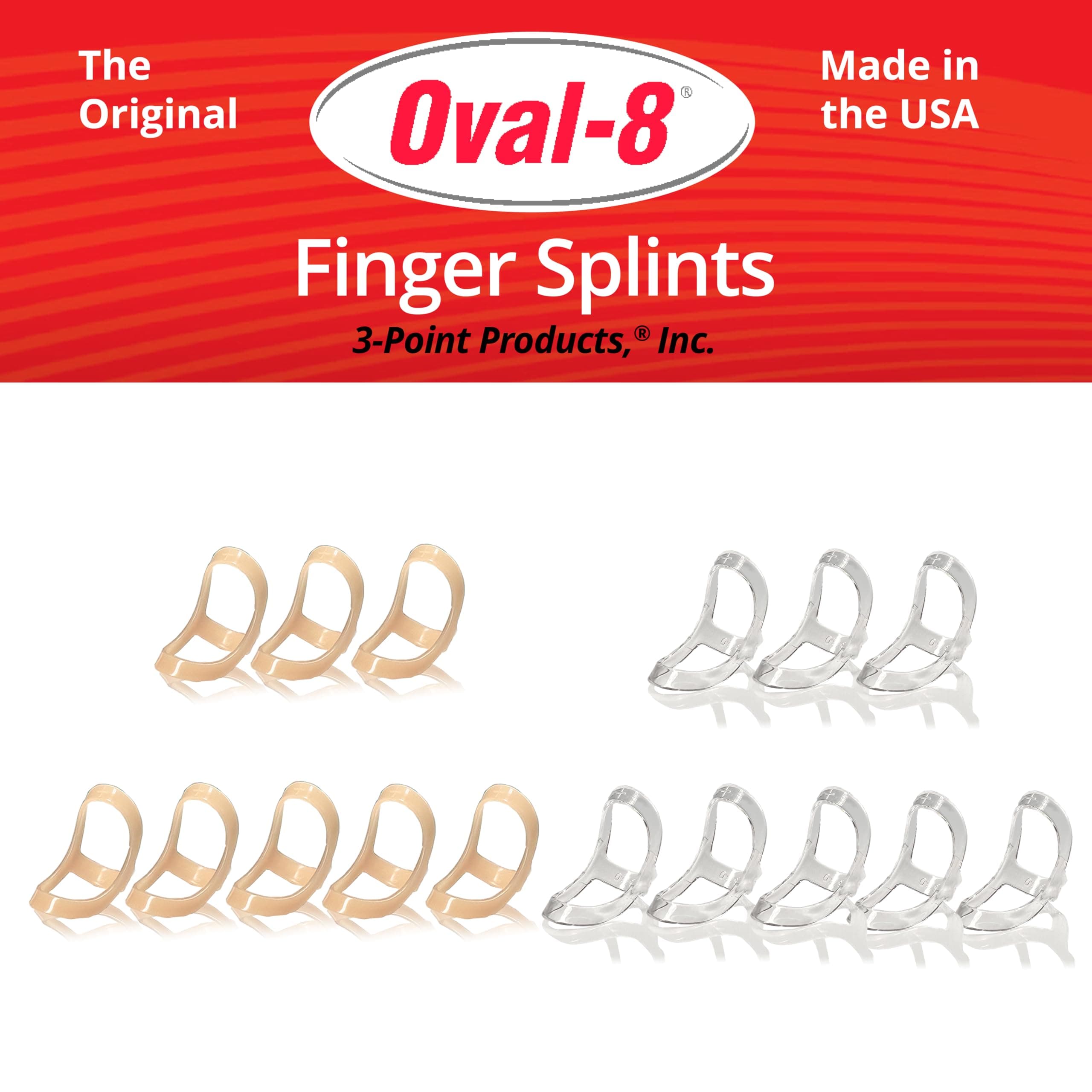 3-Point Products Oval-8 Finger Splint Graduated Set - Sizes 4, 5, 6