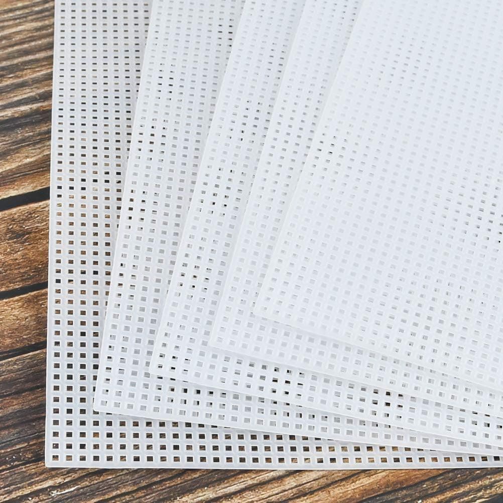 SATYAM KRAFT 6 Pcs Cross Stitch Canvas Sheet for Wedding Craft, Sewing/Embroidery Projects and DIY/Fish breeding Net Orchid Cone Planter net/Mat for Fridge/Dining Table (30 x 25 cm) (White)