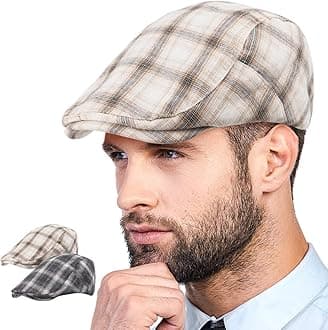 LADYBRO 2Pack Unisex Flat Cap Newsboy Hats for Men Women, Summer Casual Adjustable