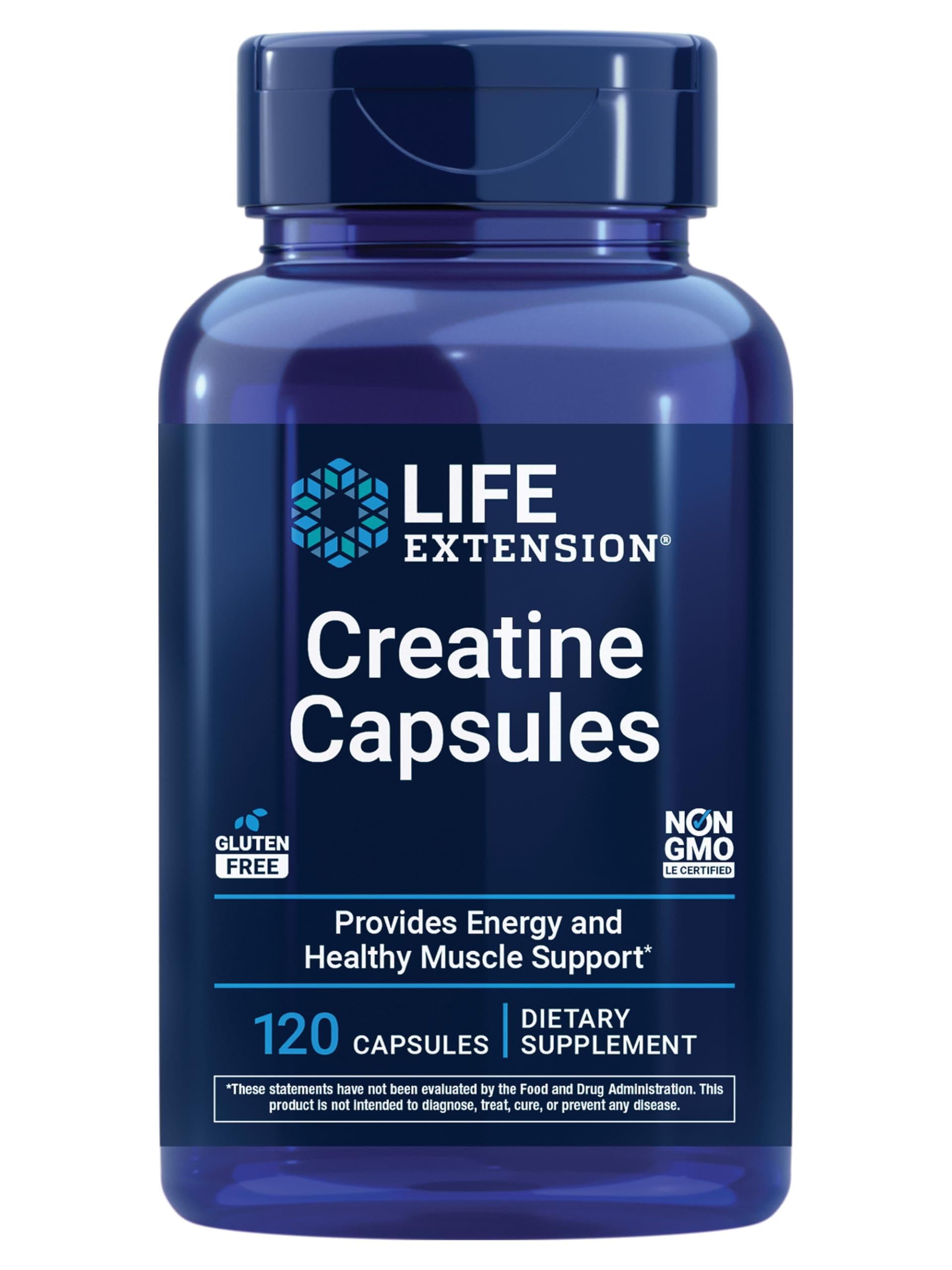 Life Extension Creatine Capsules – Creatine Monohydrate – Promotes Strength, Lean Muscle, Healthy Endurance – Non-GMO, Gluten-Free – 120 Capsules