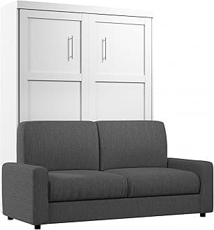 Bestar Pur Queen Murphy Bed with Sofa, 78-inch Space-Saving Wall Bed for Multipurpose Guest Room