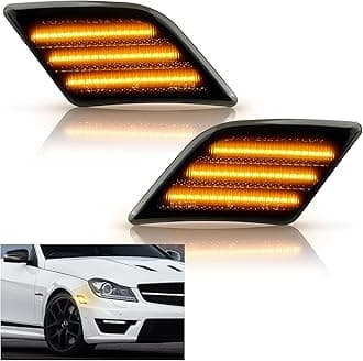 Bestview LED Side Marker Lights Compatible with 2008-2011 Mer'cedes Benz W204 C250 C300 C350 & 2008-2013 C63 AMG, Driver & Passenger Side, Smoked Len