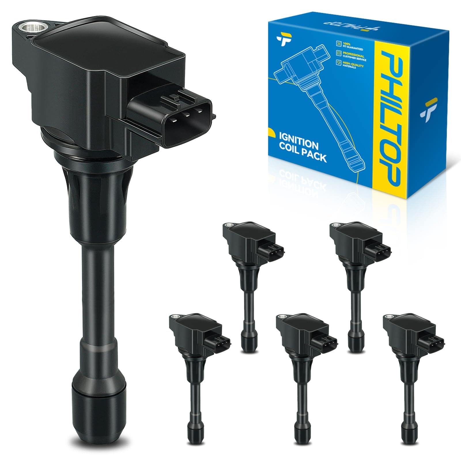 Ignition Coil Pack, UF617 Replacement for EX37 FX37 FX50 G37 M37 M56 Q40 Q50 Q60 Q70 Q70L QX50 QX70 370Z, IGC197 Ignition Coil Set of 6