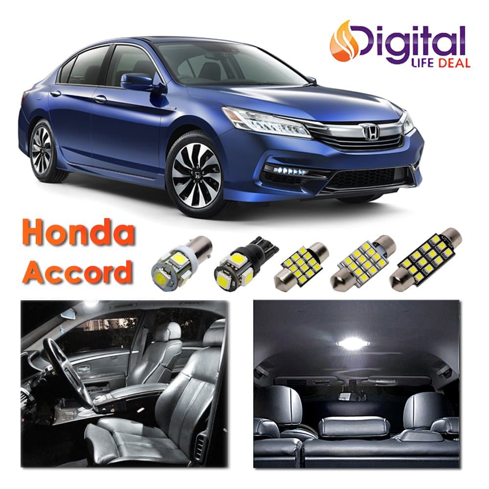 Digital Life Deal - 8 x White Interior LED Lights Package Kit for 2013-2018 Honda Accord