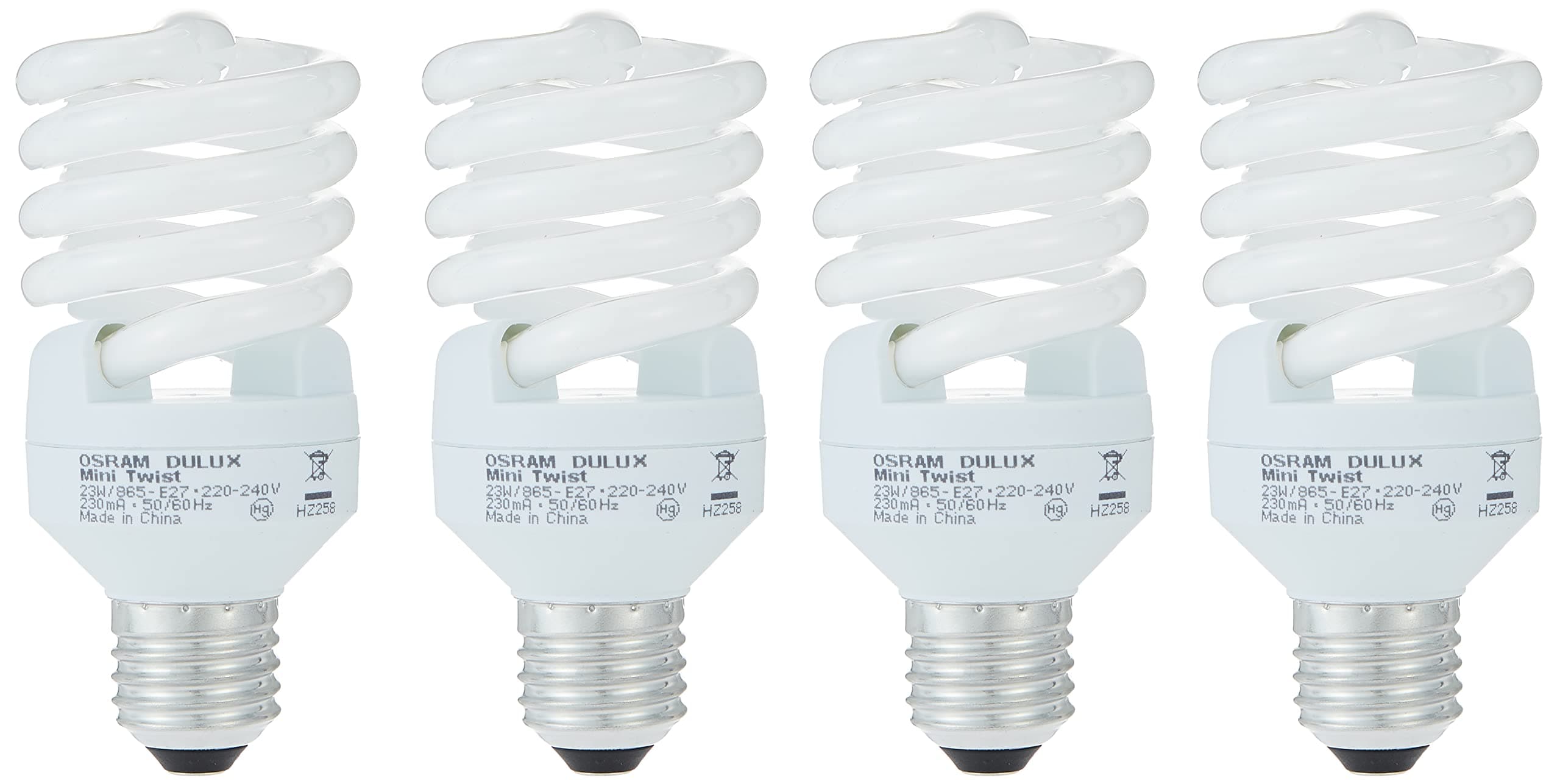 Duluxstar Mini Twist Compact Fluorescent Integrated, Spiral Shape (23w) Screw, Base- E27, 1600 lm - Day Light 6500K /Energy Class A (Pack of 4)