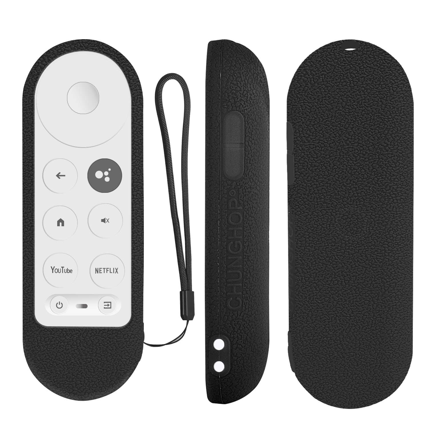 NC Protective Silicone Case for Chromecast With Google TV 2020 Voice Remote Control, Skin-Friendly Cover, Shockproof Washable With Loop - Black