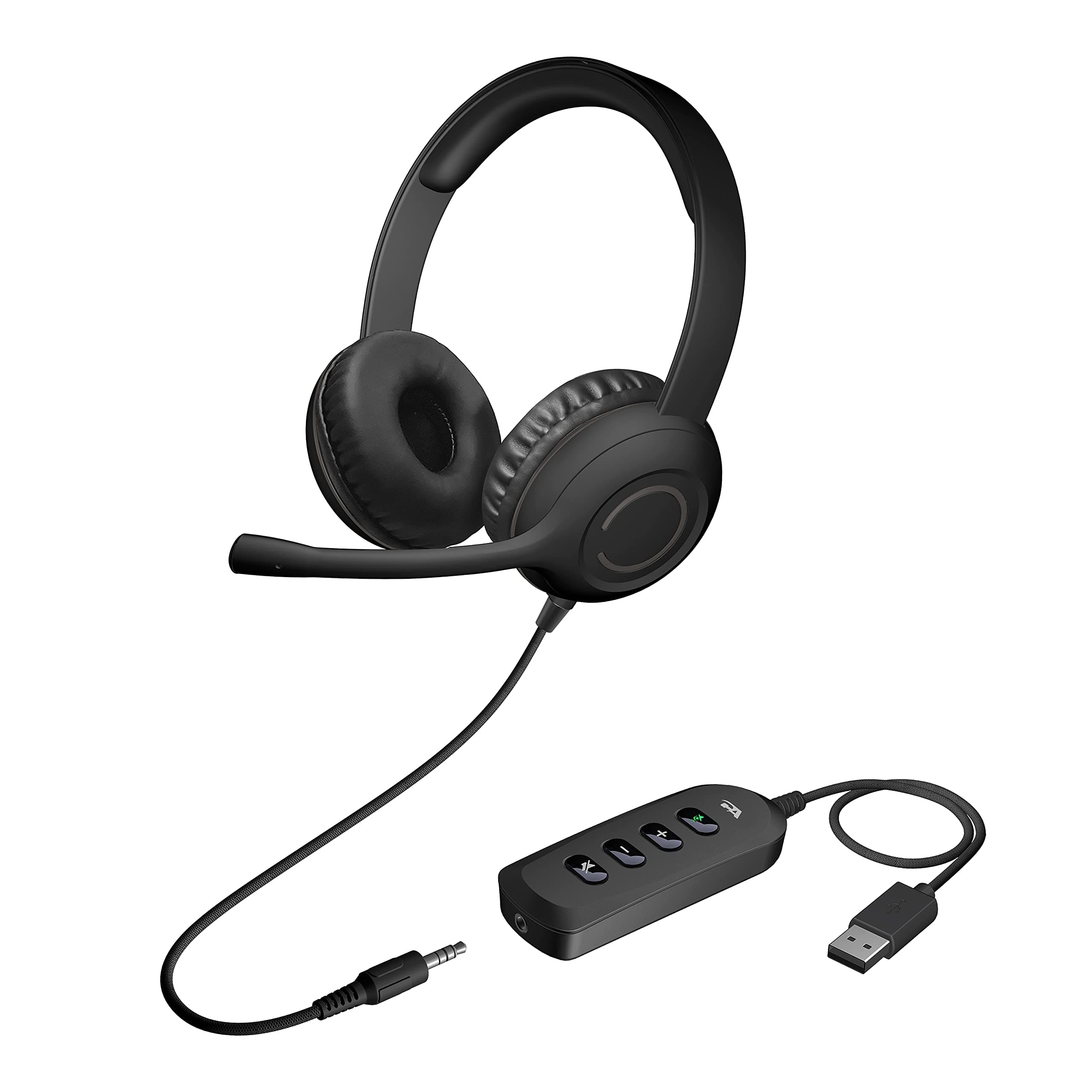 Cyber Acoustics Stereo Headset – USB or 3.5mm Headset, Enhanced Earcup and Headband, USB Control Module, Noise Cancelling Mic & Adjustable Mic Boom (AC-5812-PARENT) (80 Pack)