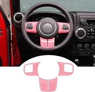 JeCar Interior Steering Wheel Decoration Trim Kits for 2011-2018 Jeep Wrangler JK/2011-2013 Grand Cherokee/2011-2016 Jeep Compass & Patriot, Pink