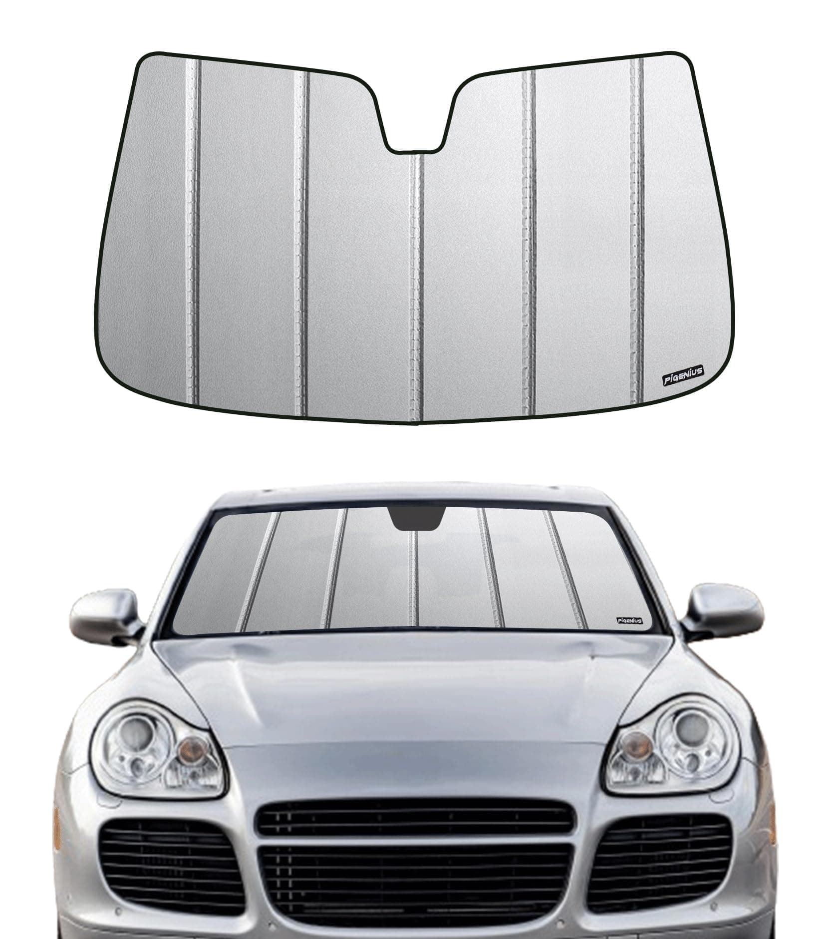 Windshield Sunshade for Porsche Cayenne 2004-2018, Premium Grey Leather Finish