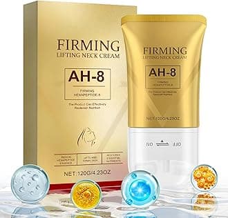 Ah-8 Firming Neck Cream,Neck Firming Cream,Tighten and Lift Neck Cream with Hexapeptide,Double Roller Massage, Reduce Wrinkles Fine Lines and Double Chin, Firm,Moisturizing and Lift Sagging Skin(120g)