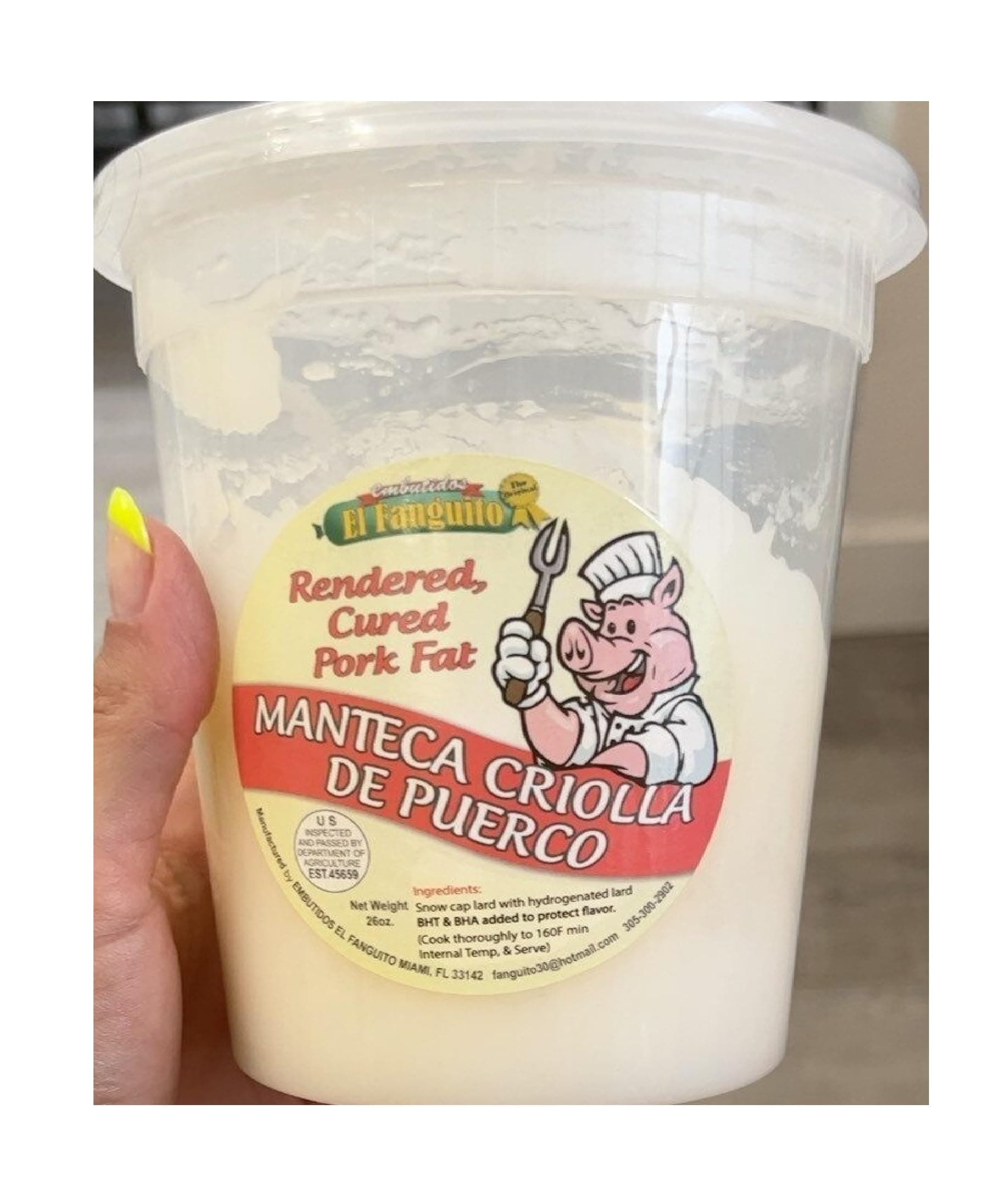 - Generic Manteca Criolla de puerco Rendered cured pork fat 16 oz (1 jar)