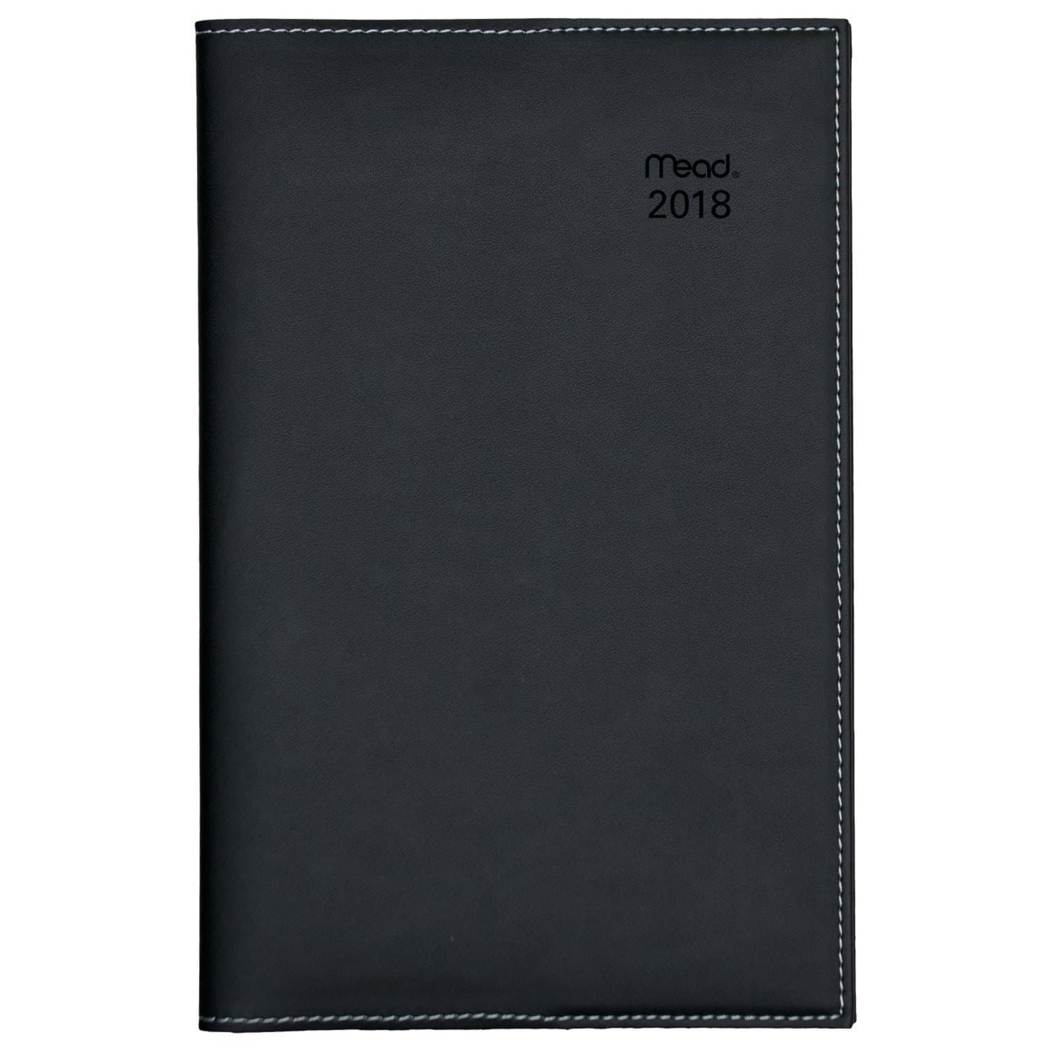 Mead Monthly Planner, January 2018 - December 2018, 5-5/8" x 8-3/4", Faux Leather, Color Will Vary (TL725010)