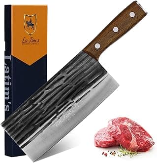 Meat Cleaver 8 Inch, Professional Chef Knife for Meat Cutting, High Carbon Stainless Steel Kitchen Knife with Anti-slip Wooden Handle