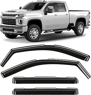 Window Deflectors Smoke Tinted in-Channel Side Window Vent Visor Deflectors Rain Guards Compatible with Silverado/Sierra 2500HD/3500HD 2020-2026 Crew Cab - 4pcs. GW0866