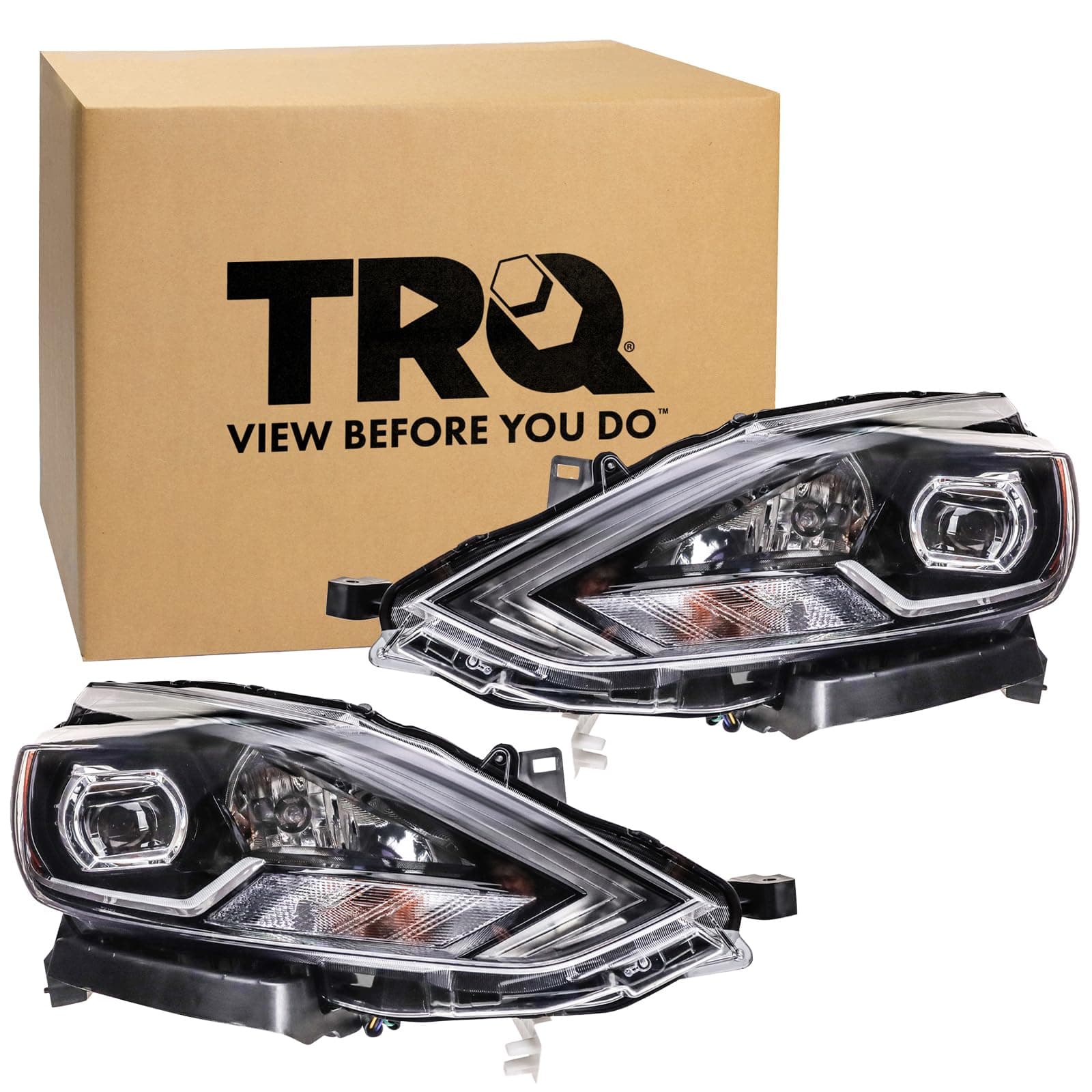 TRQ Headlight Assembly Set Front Driver & Passenger Side NI2502246 NI2503246 Compatible with 2016 Nissan Sentra